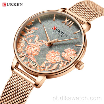 CURREN 9065 Venda quente moda feminina relógios de quartzo de marca chinesa de couro pequeno mostrador elegante relógio de pulso luxuoso relogio masculino